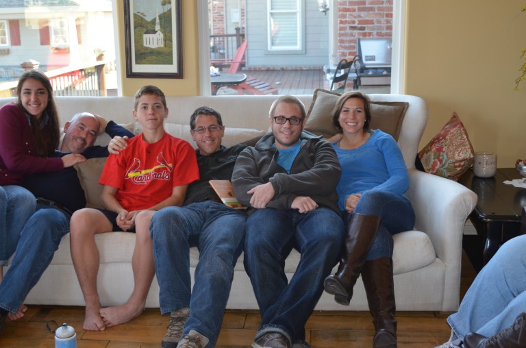 Thanksgiving 2013 White Sofa Toby Greg Kids