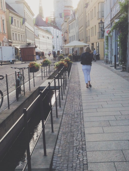 Karen walking toward the wittenburg church