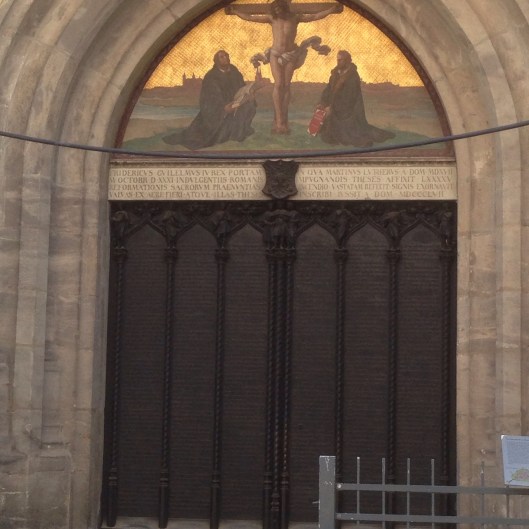 Wittenberg church door reconstituted with the 95 arguments etched into the metal