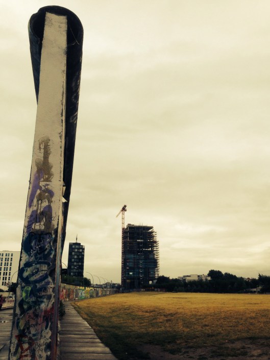 Standing astride former east and west Germany in a wall gap