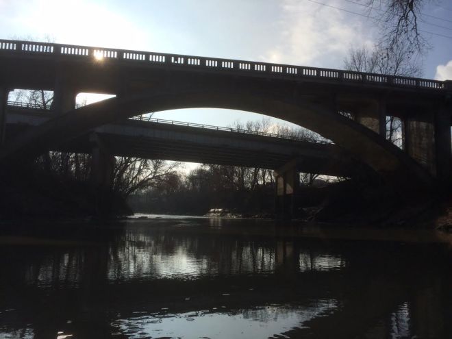Caney River Old New 7th Street Bridges